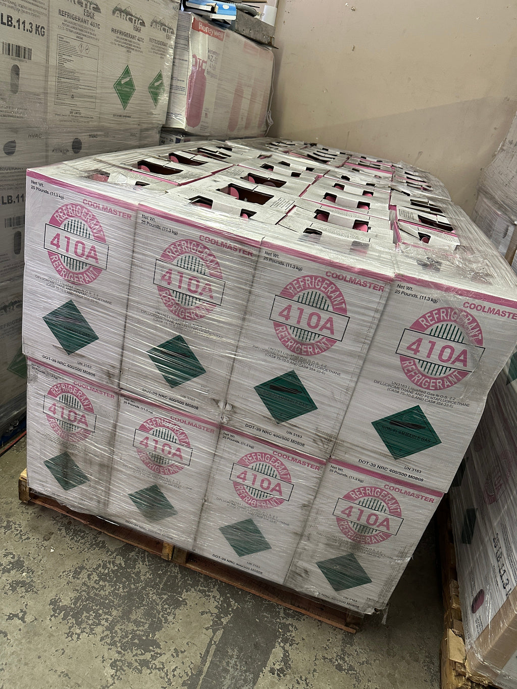 $174.75 a bottle - Full Pallet – 40 × 25lb R-410A Refrigerant –
