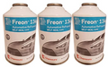 Chemours R-134a Refrigerant – 3-Pack (12oz Self-Sealing Cans) with Gauge, MVAC Use – Made in USA