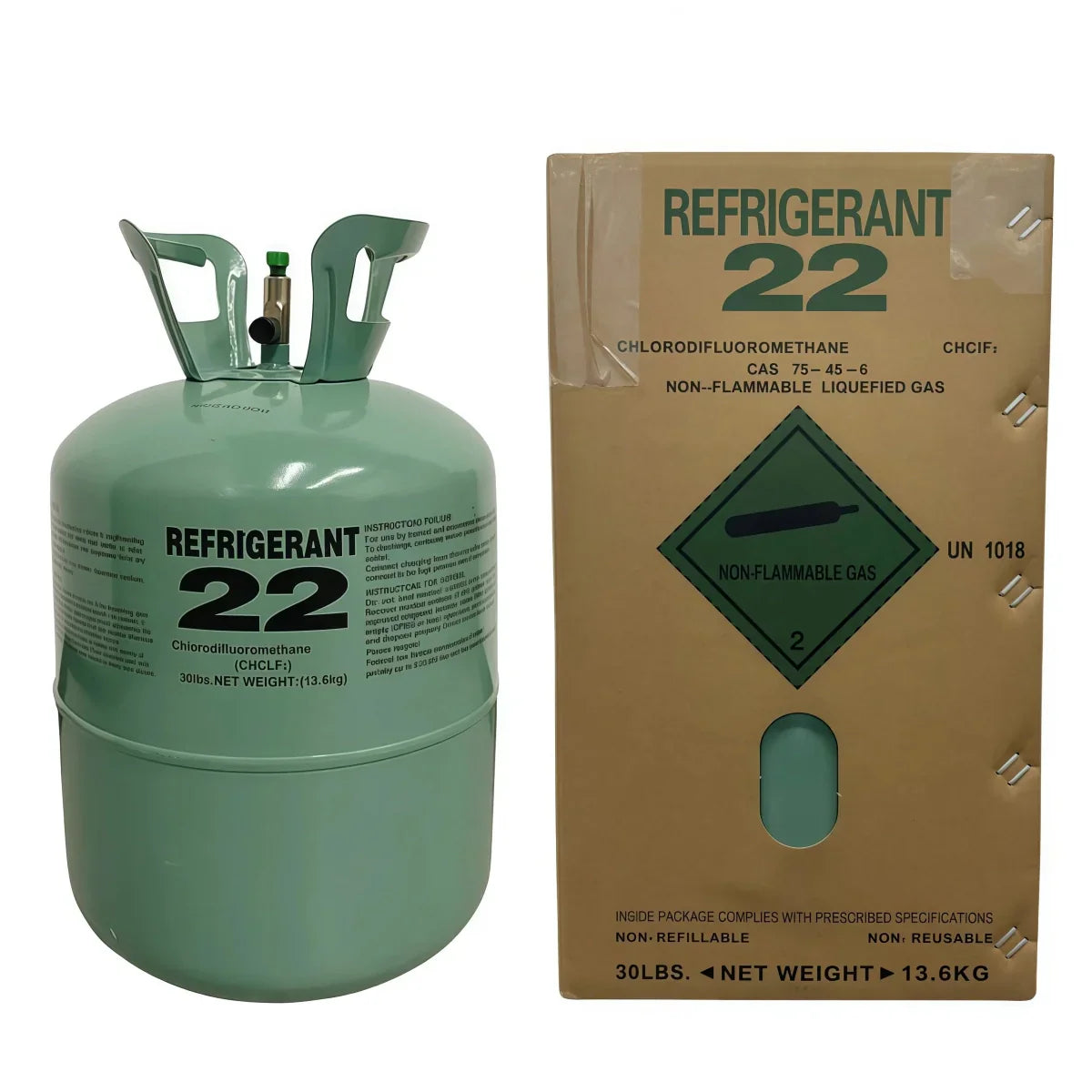 30LB R22 Refrigerant Freon for Air Conditioners – Steel Cylinder Packaging Tank